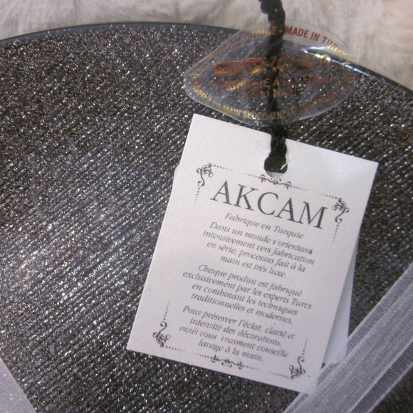 AKCAM TURKISH GLASS GLITTERY SILVER 8 1//4/" PLATES SET OF 4 HOLIDAY NEW